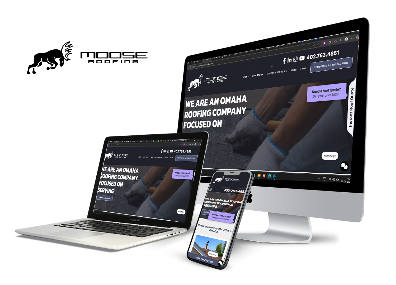 Moose Roofing Co. website mockup
